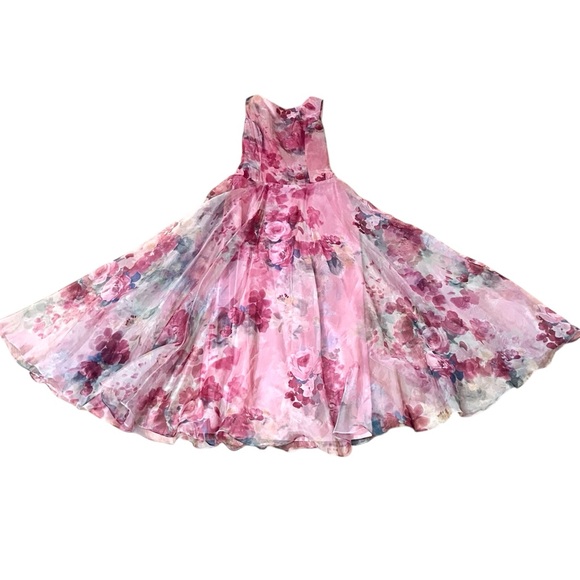 Vintage 80s Jim Hjelm Romantic Feminine Floral MaxiElegant Dress 8
